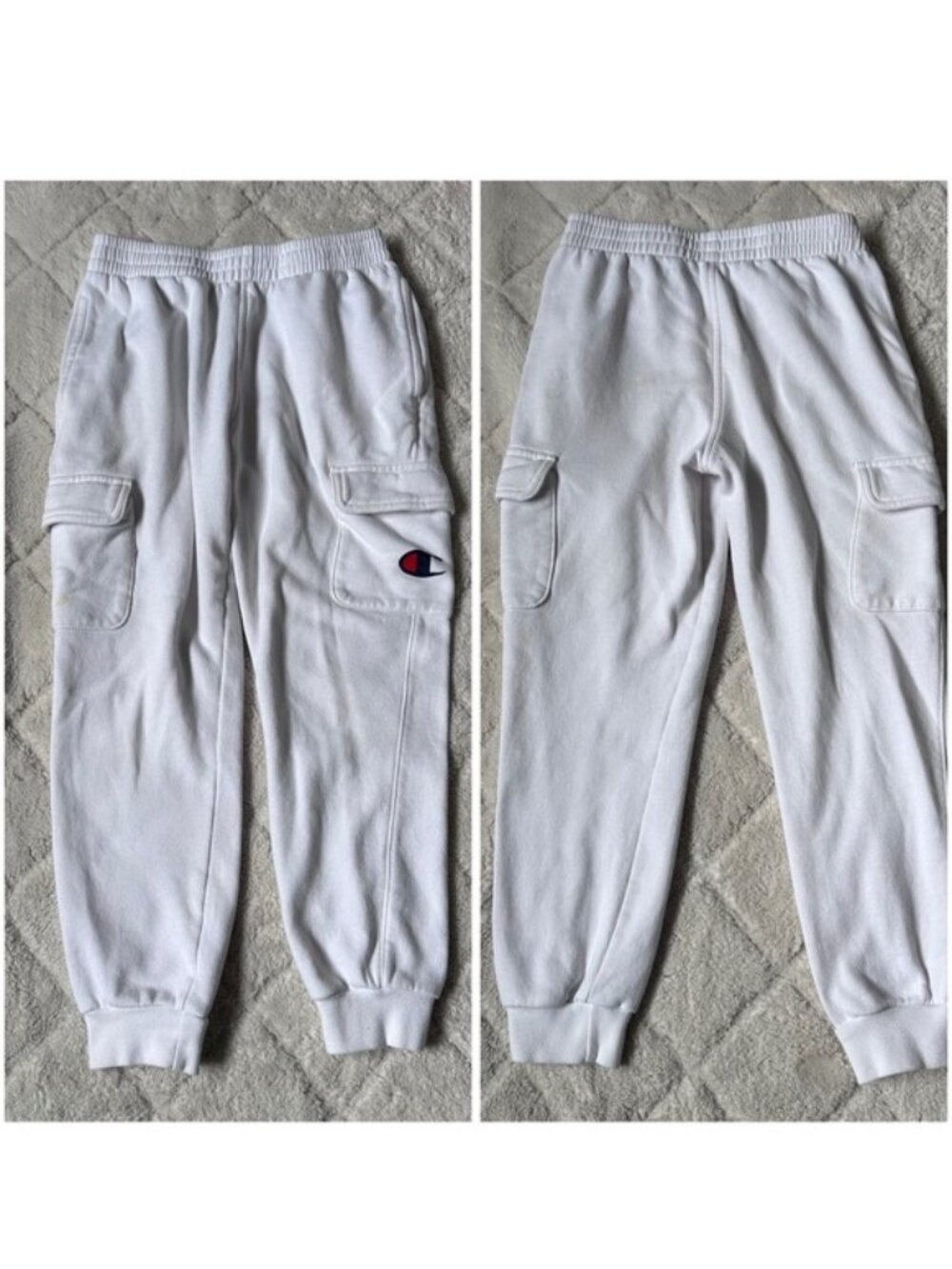Champion | FLAWED White Cargo Lounge Joggers | Size Medium